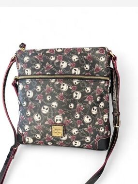 Dooney & Bourke Black and Pink Jack Skellington Print Crossbody Bag